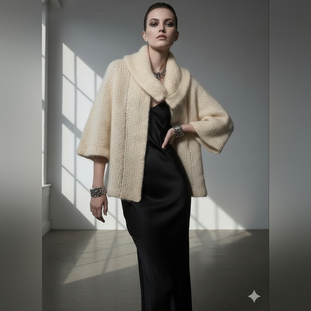 Breath-taking Handmade Ultra Plush Mohair Cardigan Sweater - Picture 4 of 5